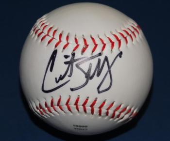 A baseball signed by Red Sox pitcher Curt Schilling will be featured at the sports auction on September 27. RYAN LEIGHTON/Boothbay Register