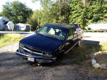 Front end damage to the Chevrolet pickup. RYAN LEIGHTON/Boothbay Register
