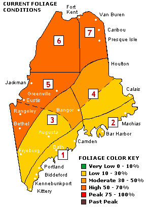 Maine Foliage Map. Courtesy of Maine.gov