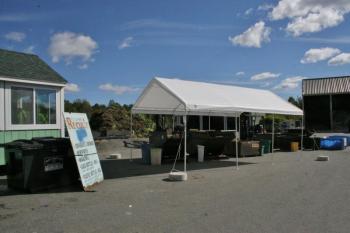 The temporary recycling station is set up near the scale at the Waste Management Facility. KEVIN BURNHAM/Boothbay Register