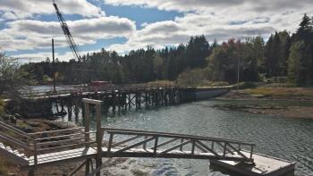THE PRATTS Island Bridge project has progressed as hoped, engineer Skip Rideout said. The bridge is expected to be finished before Thanksgiving. BEN BULKELEY/Boothbay Register