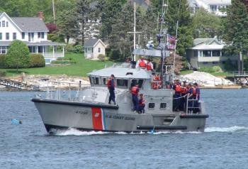 Ever ready rescuers Ken Rosen and Austin Treworgy gave high points to the local Coast Guard for its quick response to a distress call outside of Boothbay Harbor on August 22. File photo