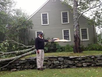 Robert W. Gascoigne after storm winds split a maple tree. JOE GELARDEN/Boothbay Register