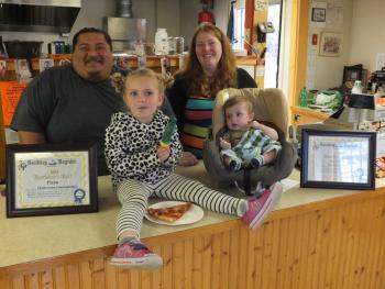 Corry Tibbetts, winner of best pizza, Addie Barter, Katrina Dunsmore, winner of best ice cream & James Ryan Barter