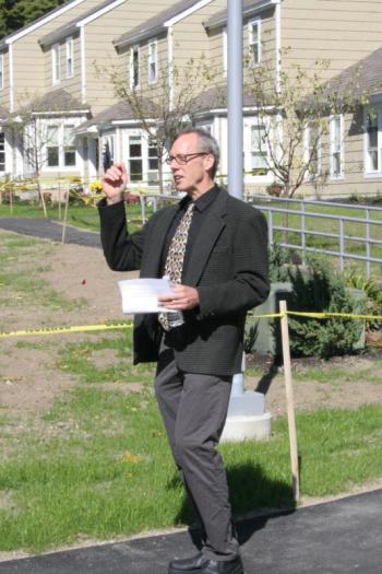 Cullen Ryan, Executive Director of Community Housing of Maine (CHOM), thanks the many people responsible for the rehabilitation of Campbell Creek Village, formerly West Harbor Pines, during the grand opening celebration on September 26. KEVIN BURNHAM/Boothbay Register