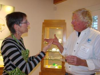 Ronna Lugosch, left, owner of Peapod Jewelry in Edgecomb, chats with Rusty Court of East Boothbay. Lugosch's Route 1 business hosted a Boothbay Harbor Region Chamber of Commerce, Business After Hours event on October 23. SUSAN JOHNS/Wiscasset Newspaper Ronna Lugosch, left, owner of Peapod Jewelry in Edgecomb, chats with Rusty Court of East Boothbay. Lugosch's Route 1 business hosted a Boothbay Harbor Region Chamber of Commerce, Business After Hours event on October 23. SUSAN JOHNS/Wiscasset Newspaper