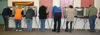 Voters hit the polls at the Boothbay Town Office. KEVIN BURNHAM/Boothbay Register 