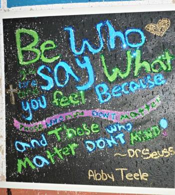 This tile, painted with a famous quote by Dr. Seuss, was done by seventh grader Abby Teele this year. KATRINA CLARK/Boothbay Register