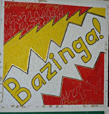 Clearly seventh grader Brett Hollowell is a fan of “The Big Bang Theory,” since he painted Sheldon Cooper’s catchphrase on his tile this year. KATRINA CLARK/Boothbay Register