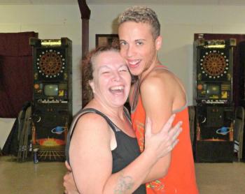 Shane Hatcher, right, is loved by his students, including Julie Coffin, left. “Zumba is the best,” Coffin said. “I go to class as often as I possibly can.” KATRINA CLARK/Boothbay Register