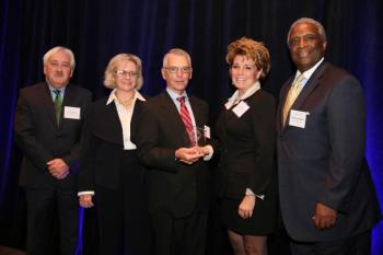 With administrators, trustees and physicians from more than 80 hospitals in attendance, LincolnHealth -Miles Campus was once again named a top rural hospital by the Leapfrog Group. From left are Frank Johnson, Director of System and Payment Reform for the Maine Health Management Coalition, LeapFrog President and CEO Leah Binder, Leapfrog Board of Directors Chair Bill Finck, Lincoln County Healthcare Senior V.P. of Hospital Operations Cindy Wade, and Presentation Keynote Speaker Vernon Williams. Courtesy of the Leapfrog Group
Leapfrog