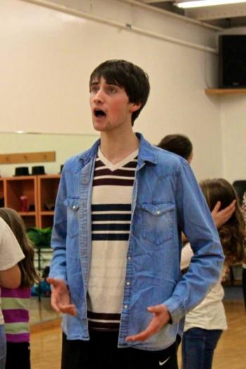 Nate Friant practices for his role as Gepetto in the upcoming performance of “My Son Pinocchio Jr.” Courtesy of Emily Moore