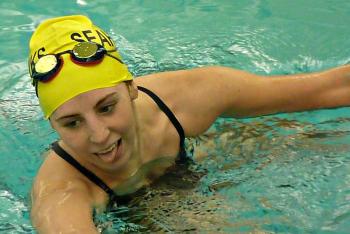 Nicole LaBrecque takes the win in the girls 200-yard IM with a time of 2:44.79. KATRINA CLARK/Boothbay Register