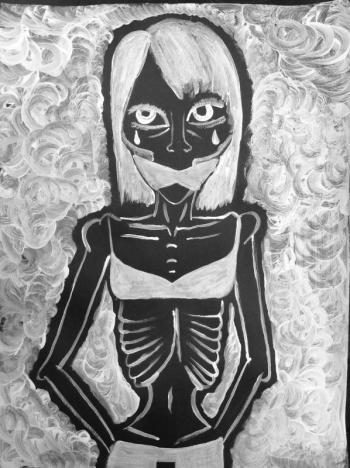 Mackenzie Hicks' tempra work, "Starving for Skinny," was selected for inclusion in the Youth Art Show at the Portland Museum of Art. She is a freshman at Boothbay Region High. Courtesy of Portland Museum of Art Mackenzie Hicks Boothbay ME