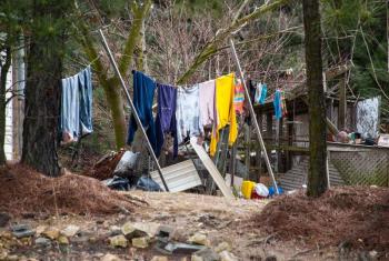 One of the many clotheslines photographed by Barlow on his “blue line” road trip. Courtesy of Bruce Barlow