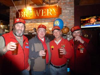 Members of the Manchester Lions Club came up to support the Boothbay Lions. All four are drinking Lions Tale. KATRINA CLARK/Boothbay Register