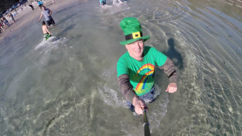 Duane Lewis’ march to the sea. RYAN LEIGHTON/Boothbay Register