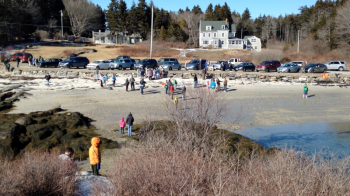 The view of Hendricks Head beach from Kitten Island. RYAN LEIGHTON/Boothbay Register