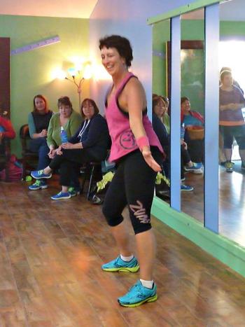 Instructor Tanya Clark, came all the way from Massachusetts to celebrate the day with Sarah Gudroe. KATRINA CLARK/Boothbay Register