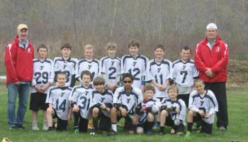 The grades 3 and 4 YMCA lacrosse team won two games this past Saturday, May 10 at home. Courtesy of the YMCA
