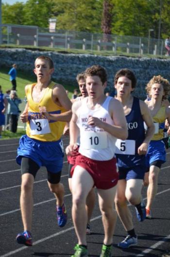 Ben Scully, in foreground, and Joey Paolillo, background, placed third and fifth, respectively, in the 1600m event at MVCs. Courtesy of Karl Alamo Photo of Benn Scully