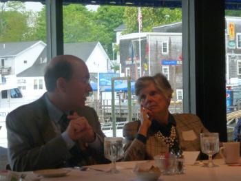James Donovan, Lincoln County Healthcare President and CEO, left, and Leigh Sherrill, recording secretary and publicity chair of the St. Andrews Auxiliary. KATRINA CLARK/Boothbay Register