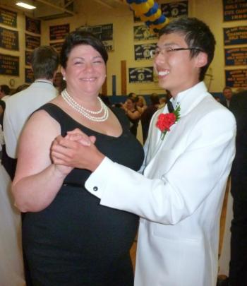 Lisa Walby and her host son, Haowen Xue, dance during the Alumni Ball. KATRINA CLARK/Boothbay Register