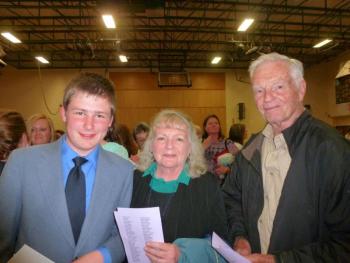 Graduate Devyn Campbell with his grandmother, Fran Clark, and great-grandfather, Edwin Dexter. KATRINA CLARK/Boothbay Register