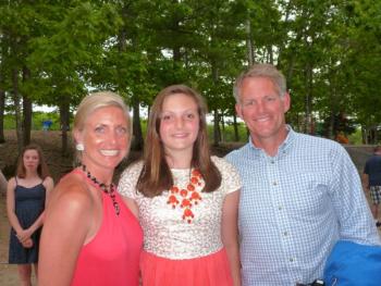 Meagan and Andy Hamblett with their daughter, center, graduate Lincoln Hamblett. KATRINA CLARK/Boothbay Register