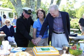 Photo of Howard Wright, Elaine Jones and Earle Shettleworth, Jr.