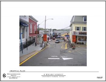 Conceptual design of where traffic warning signs would be placed along Wharf Street near the entrance to the Byway. Courtesy of Adam Maltese of Knickerbocker Group