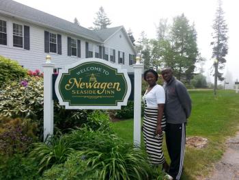 Standing outside Newagen Seaside Inn are Saawile Krua, wife of Torli Krua, and Torli H. Krua, founder, YOUNG-Africa. Courtesy of Torli H. Krua