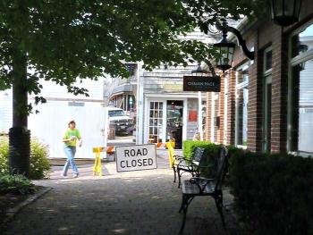 No vehicles are being allowed on the alley while work is being done. KATRINA CLARK/Boothbay Register