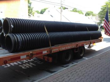 The new pipe being installed. KATRINA CLARK/Boothbay Register