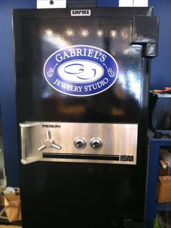 A SEVEN THOUSAND POUND safe that Gabriel Adams moved from his shop in Augusta to his new one in Boothbay Harbor. SUZI THAYER/Boothbay Register