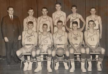 Keith Mahaney takes over the reigns as head coach of the Boothbay Region High School basketball team in the 1960s. Team members included, from left, front row: Rupe Neily, Gordon Frizzell, Frank Luke, Greg Trachik, Fred Johnson, back row: Arthur Webster, Charlie Begin, Wayne Pratt, Archie Brewer and Dwight Watts. File photo