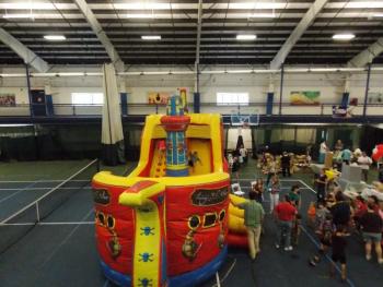 The giant pirate ship bounce house was a big draw for kids who needed to use up some of their built-up energy. KATRINA CLARK/Boothbay Register
