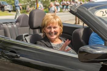 Maine’s first lady Ann LePage rides in the street parade on Saturday morning. Courtesy of Michael Leonard