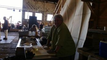 Ralph Smith, owner of several area restaurants, sets up the oyster bar. JANE CARPENTER/Boothbay Register