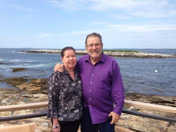 ELIZABETH WARNER came back to the Cuckolds with her husband Leslie 60 years after he lived there with his mother and father, who was the keeper in 1950. Courtesy of Dan Aube