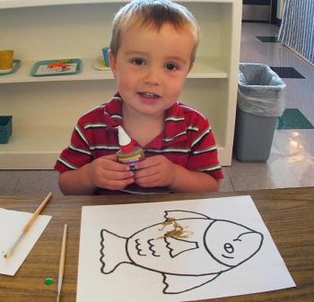 HENRY FULTON appears to like his new classroom at the new Harbor Montessori School in Boothbay Harbor. SUZI THAYER/Boothbay Register