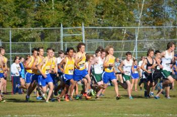 Team work. Cross country is truly a team sport, and this year’s Seahawks team is showing itself to be one of the best in school history. On Wednesday at the Mountain Valley Conference mid-season race, Boothbay’s top five scorers crossed the finish line within 48 seconds of each other. A tight pack time with fast times assured BRHS an easy victory. Courtesy of Dr. Aqui Alamo Photo of Seahawks cross country team