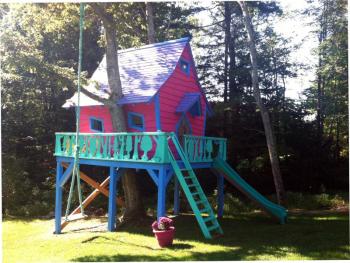 BRIANNA CAMPBELL’S TREEHOUSE, built by her dad, Ronnie Campbell, was completed for her third birthday on Sept. 24 last year. SUZI THAYER/Boothbay Register