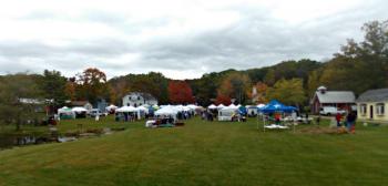 The craft tents as seen from the train. KATRINA CLARK/Boothbay Register