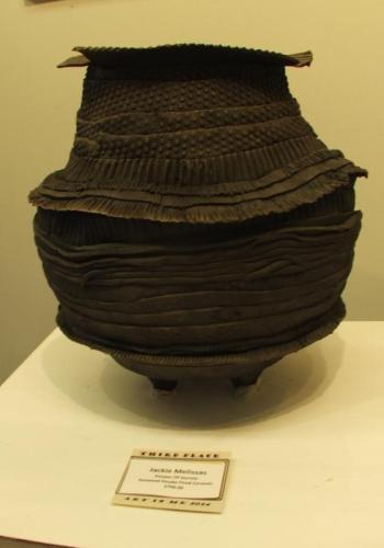 Jackie Melissas’ seaweed smoke fired ceramic, “Keeper of Secrets” Third Place