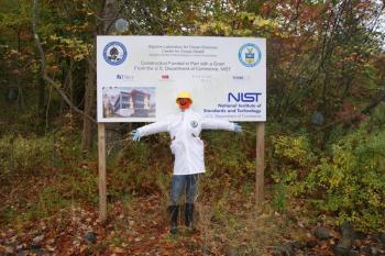 Bigelow Laboratory's scarecrow. His name is Hayry Bryant Bigelow, after the lab’s famous namesake Henry Bryant Bigelow. Courtesy of Darlene Trew Crist