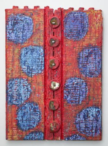 Lola Baltzell’s “Flawed Abundance” is one of the encaustic wax works in the new art show at the Damariscotta Grill. Courtesy of Kim Traina Lola Baltzell “Flawed Abundance”