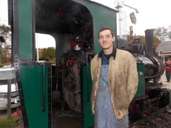 Engineer Dan Furden drove the train on Saturday, Oct. 11. KATRINA CLARK/Boothbay Register