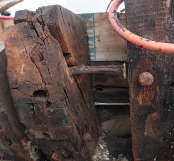 It’s quite possible these rusty spikes and fasteners date back nearly 90 years. (Photo by Holly S. Edwards)
