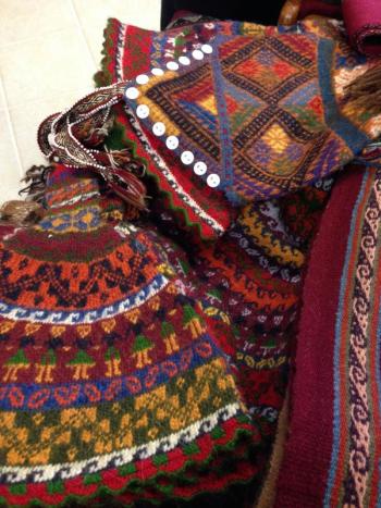 Colorful knitted hats created by artisans in the Peruvian Andes mountains. Courtesy of Kathleen Jones
